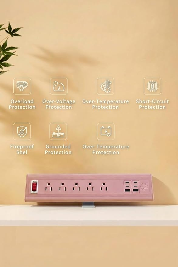 Desk Clamp Power Strip with Nightlight, 40W Fast Charging, 10FT Extension Cord, 4x20W USB-C & 2 USB Ports, 5 AC Outlets, Fits 1.69-Inch Table Edges