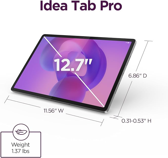 Lenovo Idea Tab Pro with Google Gemini - Student Tablet - 12.7” 3K LCD Display - 8 GB Memory - 128 GB Storage - MediaTek Dimensity 8300 - Includes Pen and Folio Case