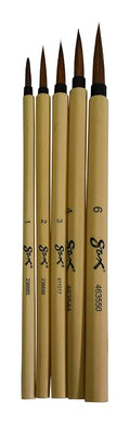 School Specialty 443474 Watercolor Paint Brush Set, Bamboo Handle, Fine Brown Hair, Assorted Sizes (Pack of 5)