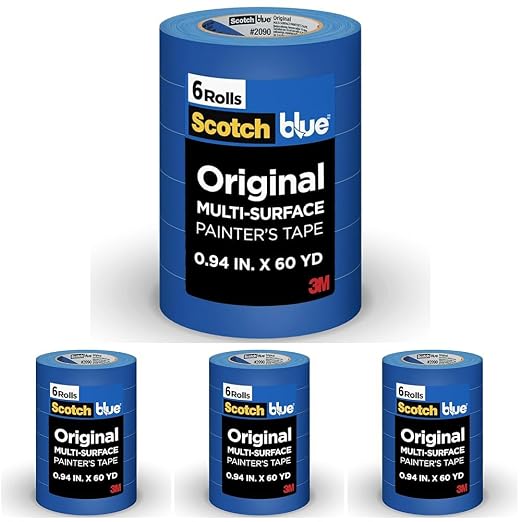 ScotchBlue Original Multi-Surface Painters Tape, 1 Inch Wide (0.94 in. x 60 Yds), 6 Rolls, Blue Paint Tape Protects Surfaces and Removes Easily, Masking Tapes for Indoor and Outdoor Use (2090-24EP6)