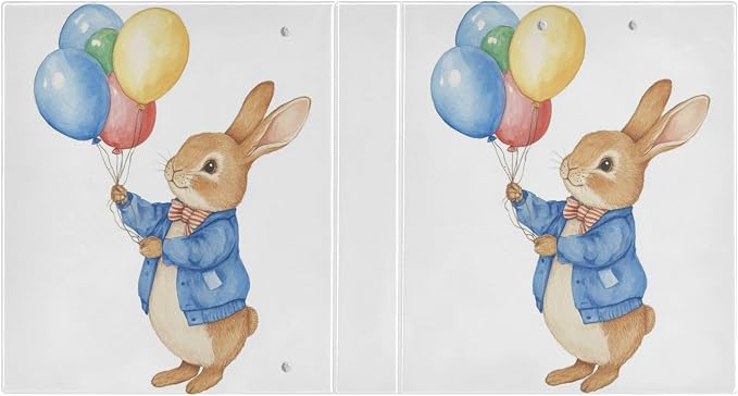 Colorful Balloon Rabbit Binder 1.5 Inch Binder with Clipboard&Pockets, Cute Bunny Hardcover Binders 3 Ring, Heavy Duty Large File Folder for Office School Supplies-Holds 200 Sheets, 2 Pack