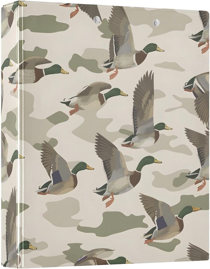 3 Ring Binder Wild Duck Background 1.5" Round Ring Binders View Binder with 200 Sheet for Kids School Supplies Women Men Office, 1 Pack