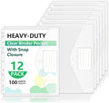 HOUYEE 12 Pack Heavy-Duty Clear Binder Pocket Folders for 2/3/4 Ring Binder | 11 Holes Binder Envelopes with Snap Closure, Plastic Clear Binder Folders for Office, 8 Mil,100 Sheet Capacity, Letter Size