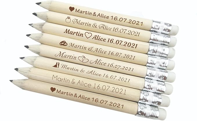 Personalized Name Pencils,Bridal Shower Pencils for Games, mini Pencils with Eraser, Personalized Golf Pencils, Half Pencils with Eraser, Wedding Favors for Guests Bulk (50 PCS)