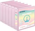 2-inch 3-Ring Binder with Pockets, Basic Binders 1''2'' Color Binders, Holds Letter Size 8.5'' x 11'',450 Sheet Capacity, Bundle 6 Pack for Back to School (2'' Pink- 6 Packs)
