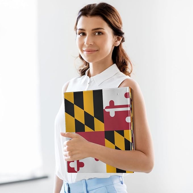 Traditional Maryland Us State Flag Decorative 3 Ring Binder 1.5 Inch Large View Binders with Pockets Holds 200 Sheets File Organizer for Office College School, 1 Pack