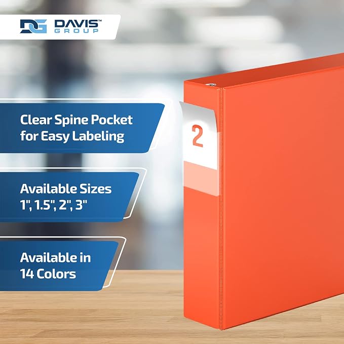 Premium Economy 3-Ring Binder, Spine Label, 2" D Rings, 6 Pack | Heavy-duty binder, fits 8.5" x 11" paper, orange, customizable spine, made in Canada, ideal for school or office use