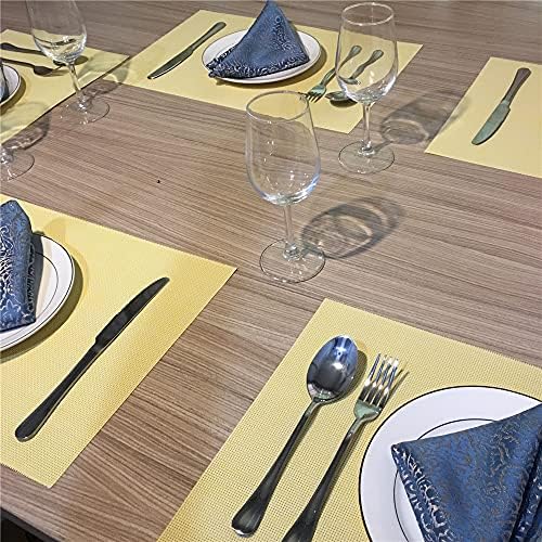 WAZAIGUR Placemats Crisscross Woven Vinyl Place Mats Set of 4 Yellow