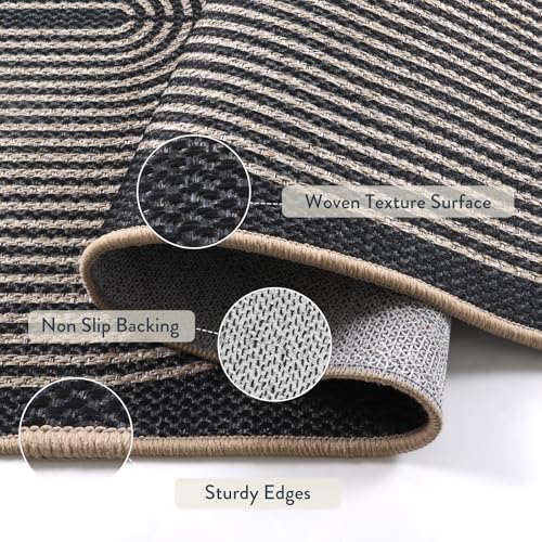 Lahome Rainbow Easy Jute Rugs for Entryway, 32"x48" Black Door Mat Non Slip