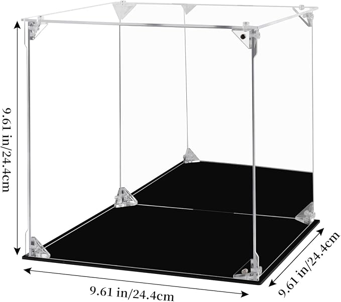 Display Case for Collectibles Assemble Clear Acrylic Box Alternative Glass Case for Display Action Figures Home Storage Organizing Toys (Internal dim 9.5X9.5X9 inch)