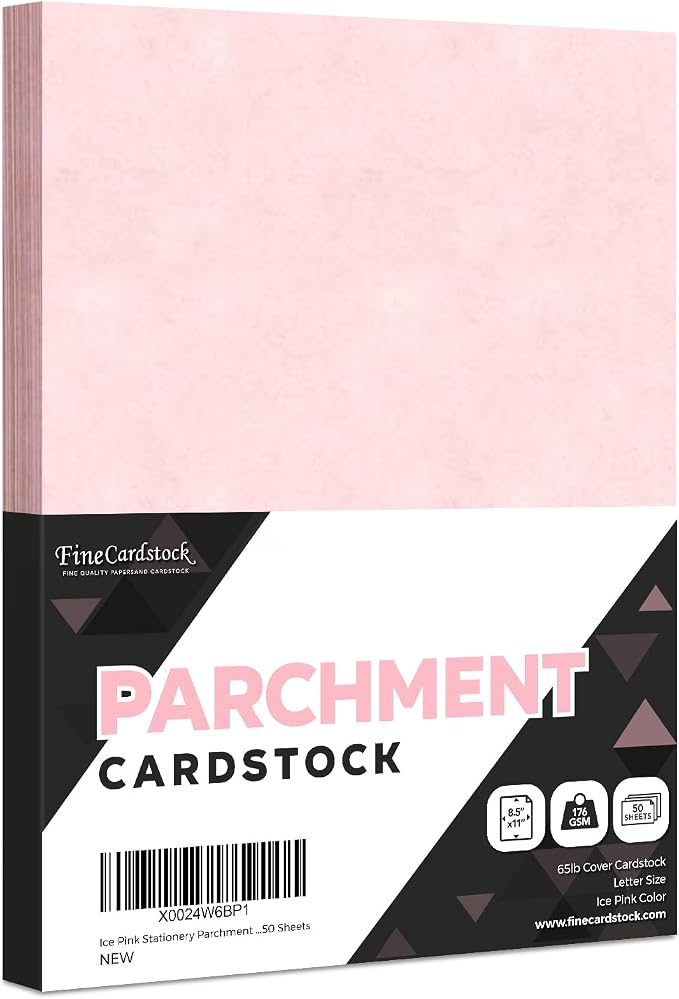 Ice Pink Stationery Parchment Recycled Paper | 65Lb Cover Cardstock | 8.5” x 11” Inches | 50 Sheets Per Pack
