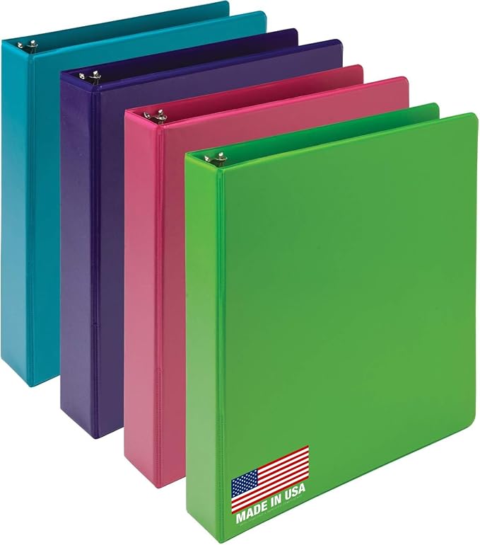 Samsill BioBinder 1.5 Inch (4-Pack) - Durable Plant-Based 3 Ring View Binder, USDA Certified Biobased, Customizable Nonstick Cover & Spine - 325 Sheet Capacity, Letter Size School Office Organizer