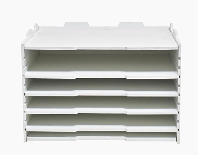 YFS 5 Tier-Desk File Organizer, Stackable Paper Tray, Printer Paper Storage for Office, Sorter Organizer for Letter/A3 Office File Folder Holder -White (Horizontal-5tray(with 4 Adjustable Shelves))