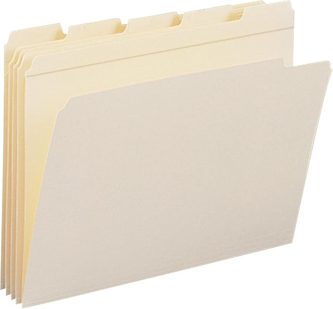 Smead File Folder, Reinforced 1/5-Cut Tab, Assorted Positions, Letter Size, Manila, 100 per Box (10356) (Pack of 2)