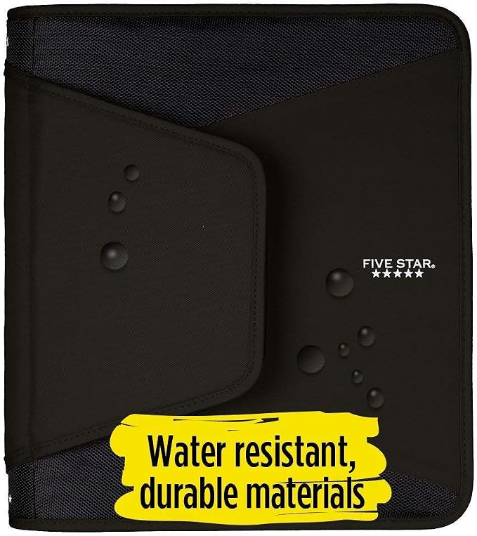 Five Star 1-1/2 Inch Zipper Binder, 3 Ring Binder, 3-Pocket Expanding File, Durable, Color Selected For You (28012)