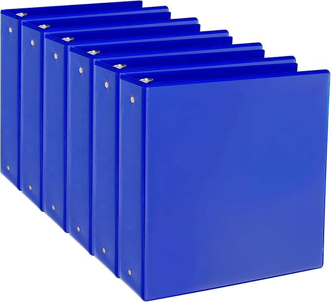 CIXILDTS 1.5-inch Round Ring Binder, Durable 1-1/2" 3 Ring Binder Fit Letter Size Paper, Blue, 6-Pack