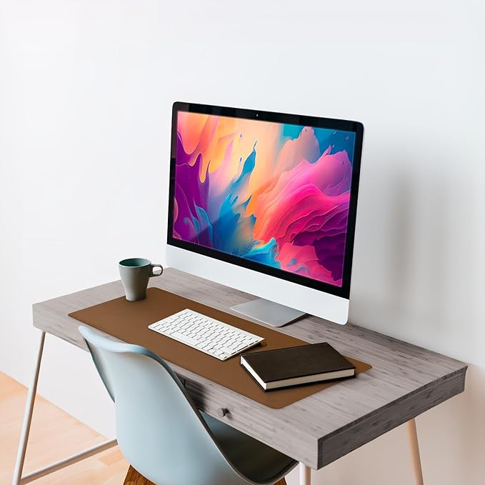 Vine Creations Leather Desk Pad - Large 36" x 20", Desk Protector with PU Leather, Mouse Pad, Blotter for Office (Brown)