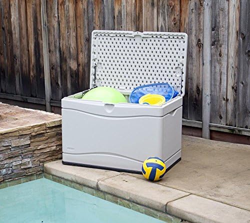 LIFETIME 60059 Black Bottom & Desert (Tan) Sides and Lid Outdoor Storage Box-80 Gal, 80 Gallon, Desert Sand