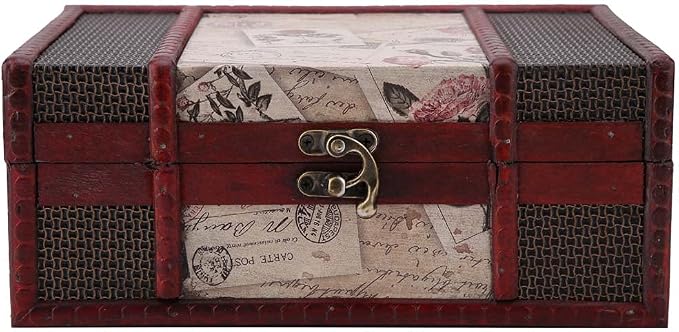 Vintage Keepsake Box, cigar boxes empty Antique Decoration Displays Crafts Wooden Photo Storage for Home Office Hand-Made Treasure Decorative Old-Fashioned