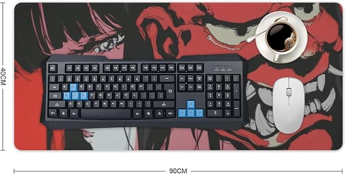 Japanese Female Samurai Anime Girl Large Mouse Pad Gaming Mousepad Keyboard Computer Pad Non-Slip Rubber Desk Mat Home Office 40x90cm