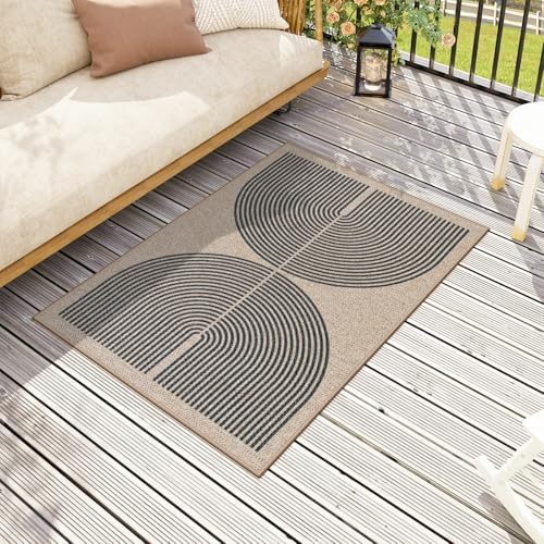 Lahome Rainbow Easy Jute Rug,32"x48" Indoor Outdoor Front Door Mat Non Slip