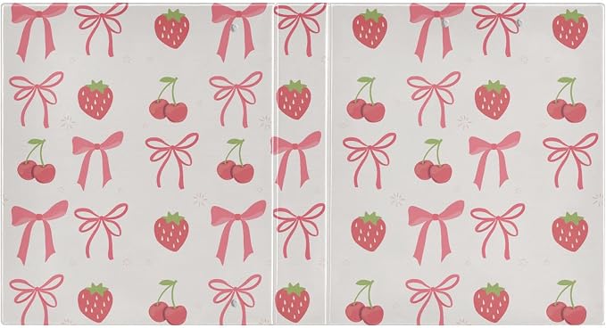 Red Cherry Bow and Strawberry 1.5 Inch Binders 3 Ring for Letter Size Holds 200 Sheets Notebook Binder with Clipboard for Women or Men