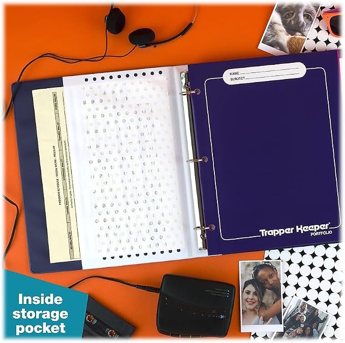 Mead Trapper Keeper Binder, Retro Design, 1 Inch Binder, 2 Folders and Extra Pocket, Metal Rings and Spring Clip, Secure Storage, Animal, Mead School Supplies (260038CP1-ECM)