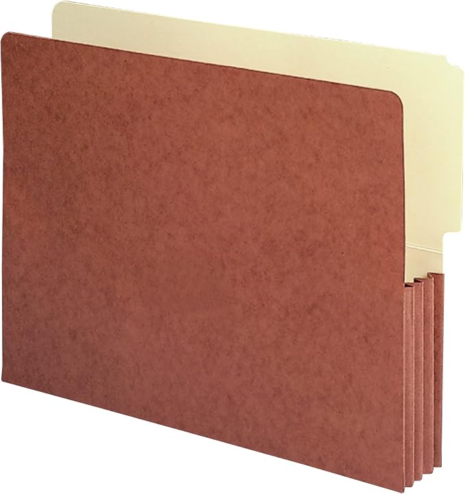 Smead End Tab File Pocket, Reinforced 4" Top Position Tab, 3-1/2" Expansion, Letter Size, Redrope with Manila Liner, 10 per Box (SMD73624)