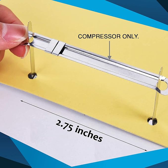 OLYMPX 100 Pcs of Prong Paper Fastener Compressors for Standard 2-Hole Punch, Works with 1 Inch - 3.5 Inch Capacity, 2.75 Inch Center for Paper Fastener Prong Bases, 100 per Box | Corrosion-Resistant Tempered Metal, 1-3.5 Inch Capacity, File Folder Pro...