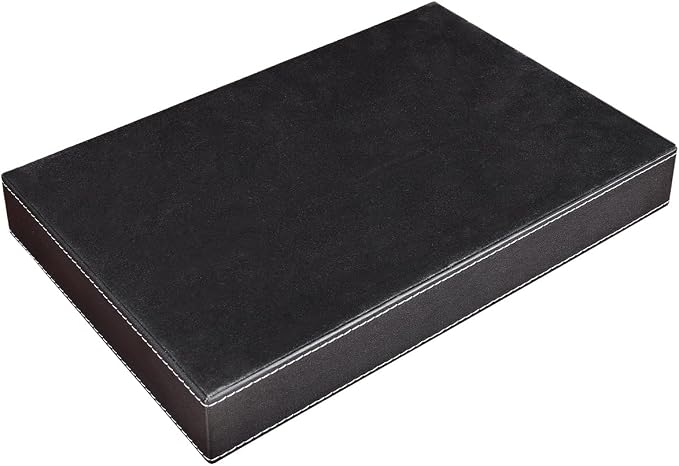 Pu Leather Desk Organizer Tray, 4 Compartment Office Storage Supplies Stationery Drawer Tray, Nightstand Bedside Tray for Key, Wallet, Sunglass, Watch, Coin, Phone Valet Tray Stackable Black