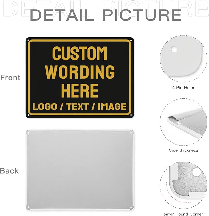 Custom Sign Bulk Personalized Metal Signs For Outdoor Indoor Business Home Store Office Yard Street Lawn Make Your Own Customized Signs With Your Logo Text Photo, 12x18inch