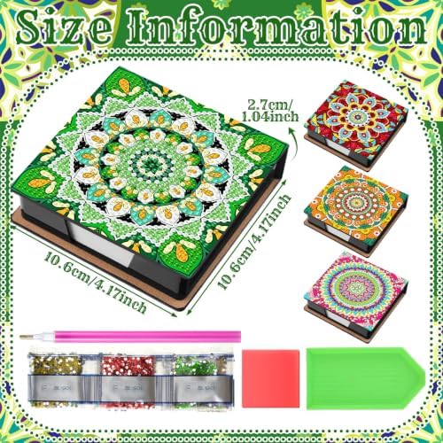 Saillong 4 Pcs Christmas Mandala Diamond Art Note Box Diamond Painting Box