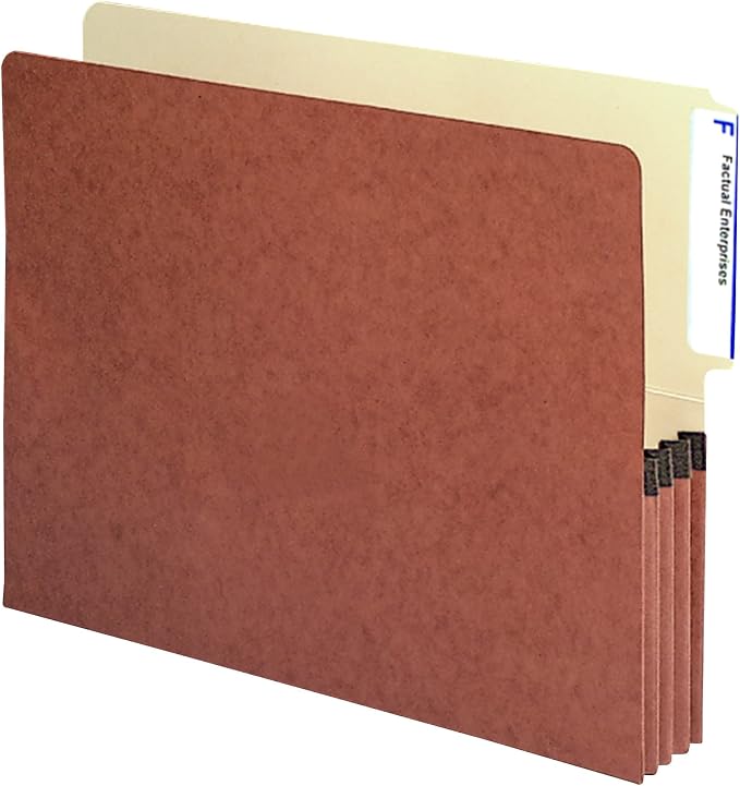 Smead End Tab File Pocket, Reinforced 4" Top Position Tab, 3-1/2" Expansion, Letter Size, Redrope with Manila Liner, 10 per Box (SMD73624)