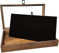 MOOCA Wood Jewelry Display Case with Tempered Glass Top, Velvet Pad | Wood display case with a glass top and removable black velvet pad accommodates taller jewelry and collectibles.