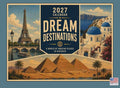 Vintage World Travel Calendar 2027 Monthly Wall Calender 12 Month | American Made In The USA