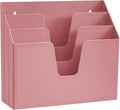 Acrimet Horizontal Triple File Folder Organizer Sorter, Letter Size, Pink | Open Top Design, 3 Staggered Compartments, Wall-Mountable and Desktop, Plastic, Ideal for Folders, Documents, Papers and Mail