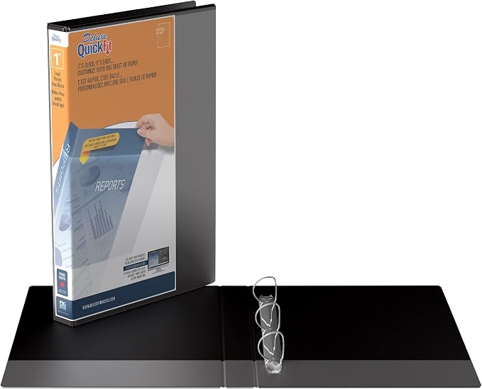 QuickFit Single Heavy-Duty 8 1/2" x 14" Portrait Legal Binder, 3-Ring Binder, D Ring, Made in Canada, 1 Inches