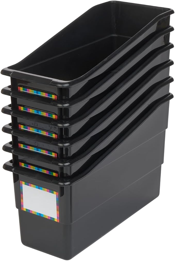 Really Good Stuff Durable Book & Binder Holders - 6 Pack - Black