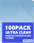 TOTiyea 100 Pack 12 Mil Ultra Clear Binding Covers,Letter Size | Clear cover sheets for binding,Unpunched,long-lasting durability,Clear binding covers for office, school,business documents