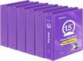COMIX Sturdy 1.5 Inch 3 Ring Binder with Clear View Cover | 1.5"Heavy Duty Round Ring,PVC-Free Board,Holds 300 Letter Sheets,Wholesale for Offices & Classrooms,6 Pack (Purple)