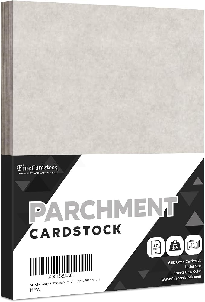 Smoke Gray Stationery Parchment Recycled Paper | 65Lb Cover Cardstock | 8.5" x 11" Inches | 50 Sheets Per Pack