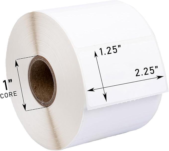 HOUSELABELS 2.25" x 1.25" Address Labels on 1" Core in Polypropylene Compatible with Zebra and Rollo Printers, 2 Rolls / 1,000 Labels per Roll