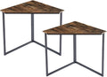 VECELO Corner Desk,Office Tables for Living Room for Small Space Triangle Computer Desk with Steel Frame Corner Shelves with Metal Frame Writing Desk for Workstation Rustic Brown 33.1" 2 Set