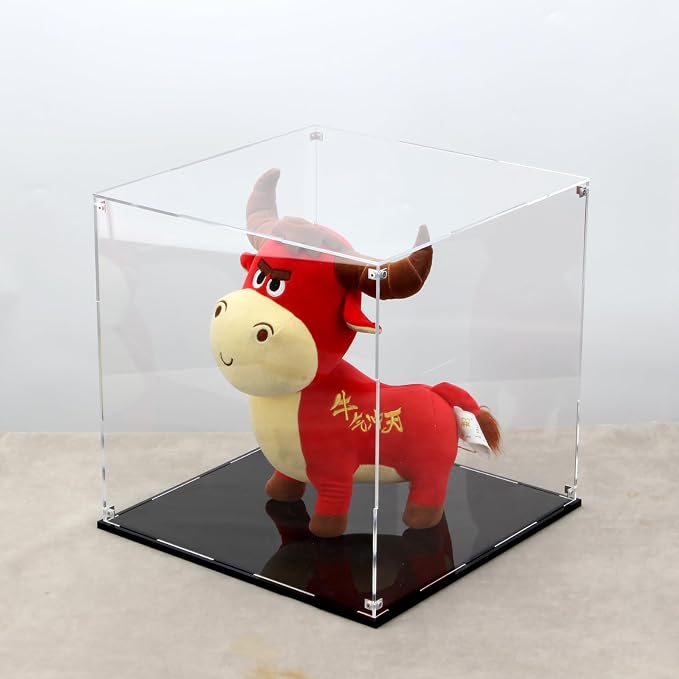 13 Inch Clear Self Assembly Acrylic Display Case | Cube Counter Tops Box Dustproof Protection Showcase, Display Box Storage Holder for Figurine Large Collectibles Basketball