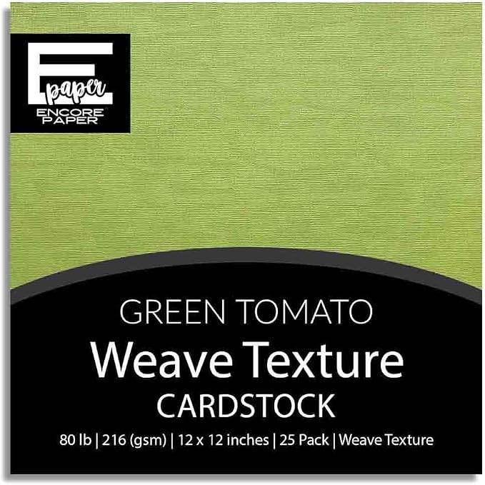 GREEN TOMATO—12x12 Textured Cardstock | 80lb Textured Green Scrapbook Paper | Premium Cardstock for Cricut Cutting | 25 Sheets