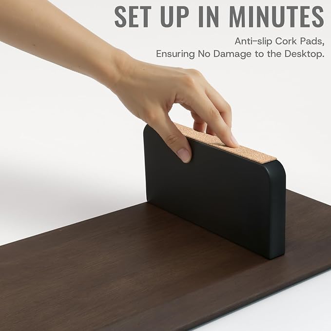 EXPERLAM Solid Wood Dual Monitor Stand Riser, 43 Inch Rubberwood Desk Shelf for Top of Desk, Wood Monitor Stand for Desk 2 Monitors up to 27", Desktop Organizer for Laptop, TV, Printer