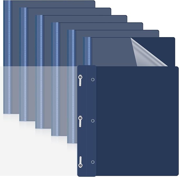 Teling 24 Pcs Clear Front Report Covers with 3 Prongs Fasteners Plastic Presentation Folders Resume Portfolio Report for Letter Size Binder for Paper Document School Office(Navy Blue)