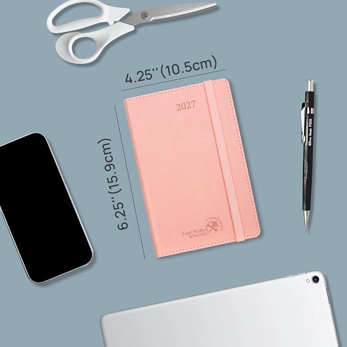 POPRUN 2027 Small Daily Planner One Page Per Day,Pocket Size Daily Calendar
