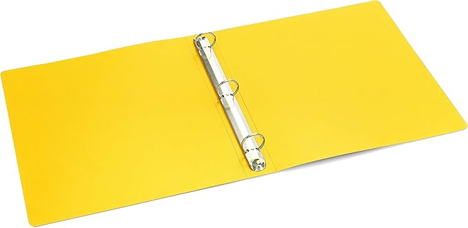 Premium Economy 3 Ring Binder, 1 Inch Pull-Open Round Rings, Holds 175 Sheets, Flexible, Lightweight, 4-Pack, Side Opening, Yellow