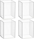 Mototo 4 Pieces Clear Acrylic Pen Holder Acrylic Pencil Cup Makeup Bush Holder Acrylic Desktop Stationery Organizer for Office, School, Home Desk Accessories - 4 Pack, Square